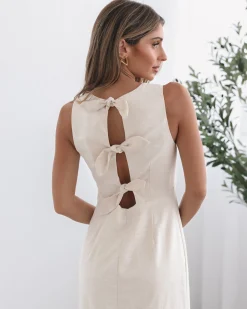 New Abriana Dress - Cream Linen Dresses|Holiday Dresses