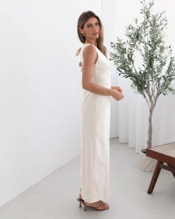 New Abriana Dress - Cream Linen Dresses|Holiday Dresses