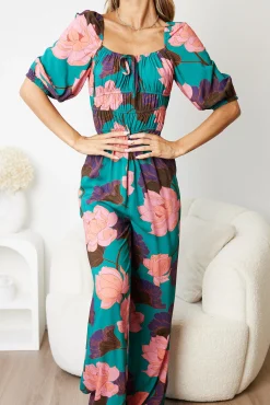 Outlet Agnette Jumpsuit - Botanical Turquoise Playsuits & Jumpsuits
