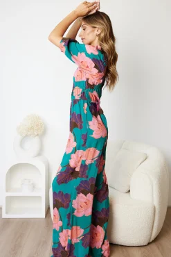 Outlet Agnette Jumpsuit - Botanical Turquoise Playsuits & Jumpsuits