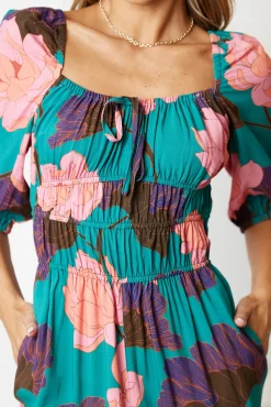 Outlet Agnette Jumpsuit - Botanical Turquoise Playsuits & Jumpsuits