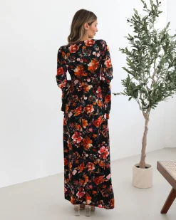 Discount Amareya Dress - Black Floral Floral Dresses|Long Sleeve Dresses