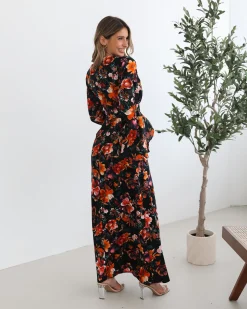 Discount Amareya Dress - Black Floral Floral Dresses|Long Sleeve Dresses