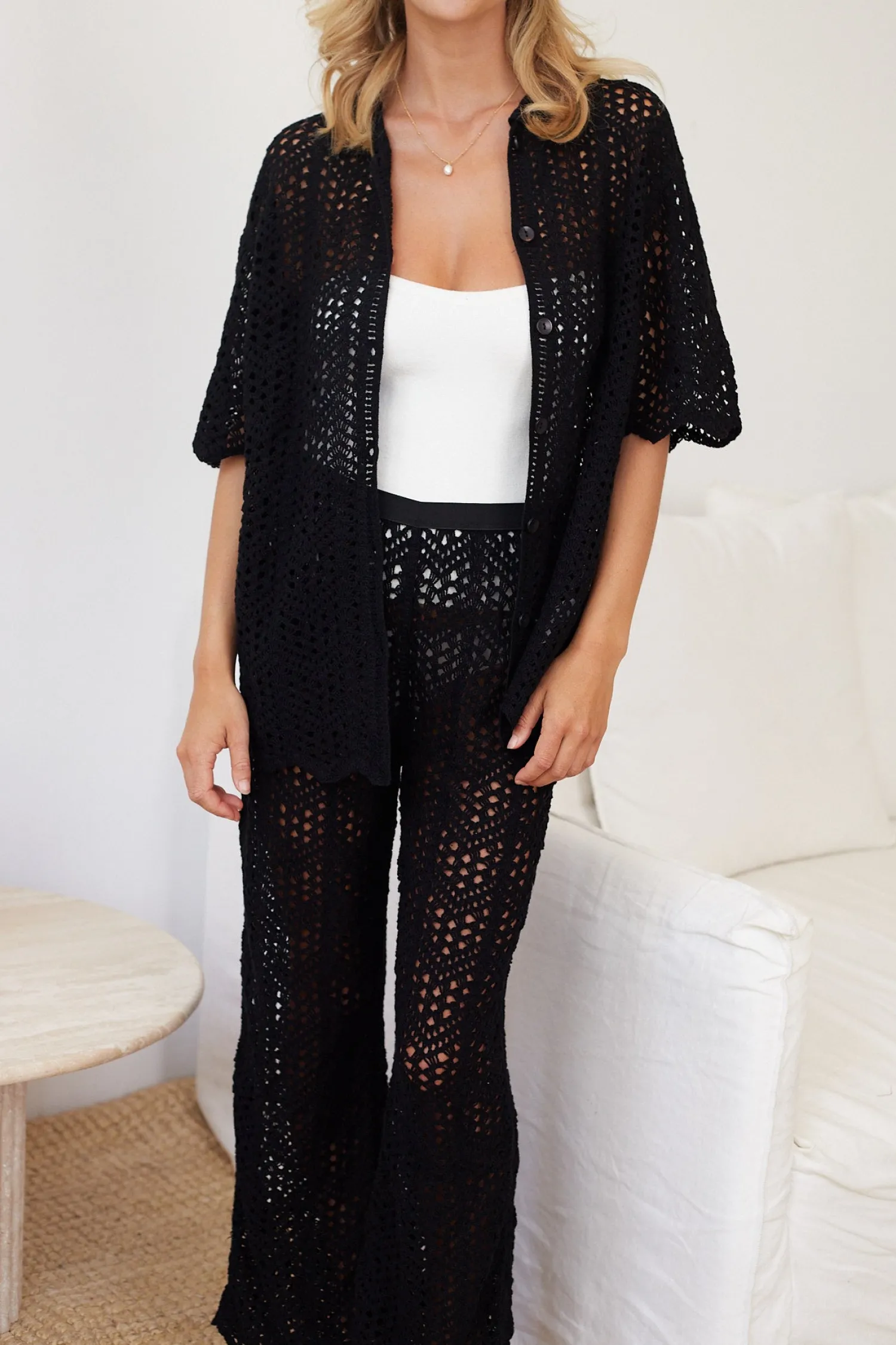 Hot Daryllyn Crochet Pants - Black Pants|Sets