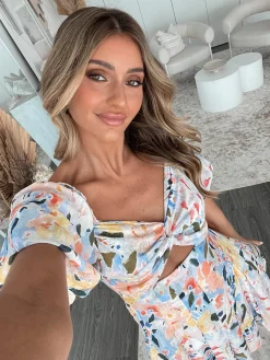 New Elindra Dress - Blue Floral Floral Dresses|Cut Out Dresses