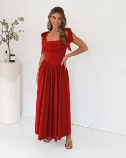 Sale Elvianne Dress - Wine Midi Dresses|Valentine'S Day Dresses