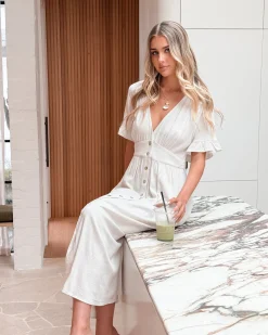Discount Korbela Dress - Beige Linen Dresses|Basic Dresses