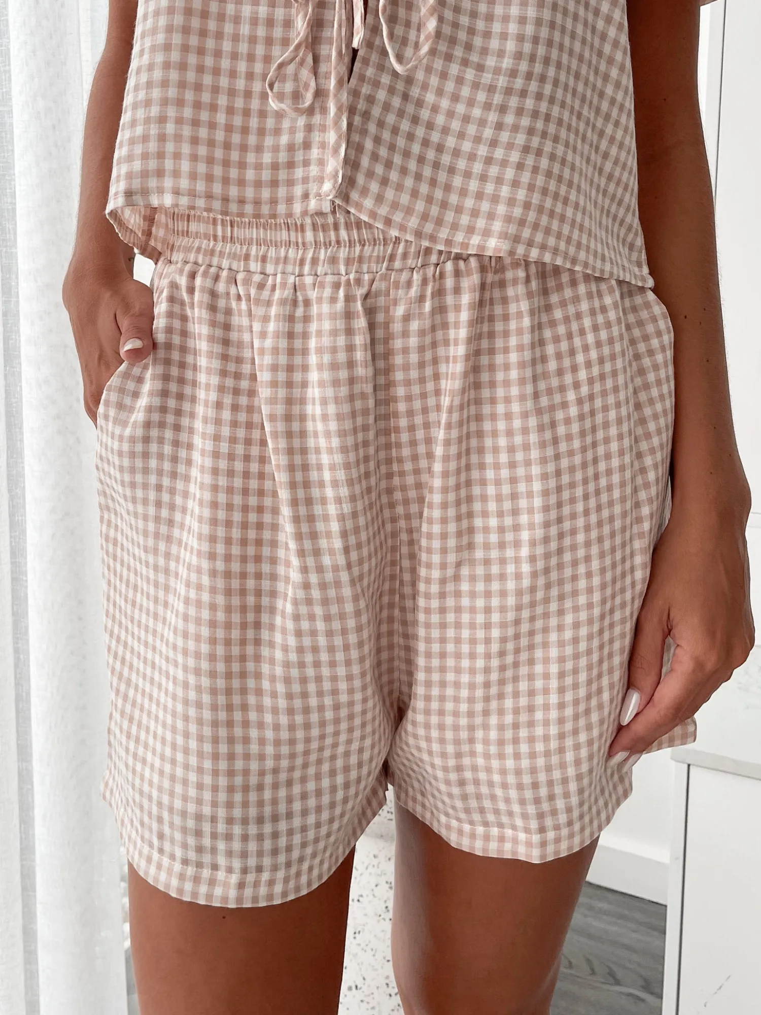 Discount Lyricia Shorts - Beige Gingham Shorts|Sets