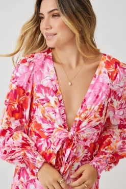 Hot Mallarey Dress - Multi Floral Floral Dresses|Long Sleeve Dresses