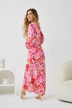 Hot Mallarey Dress - Multi Floral Floral Dresses|Long Sleeve Dresses