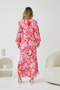 Hot Mallarey Dress - Multi Floral Floral Dresses|Long Sleeve Dresses