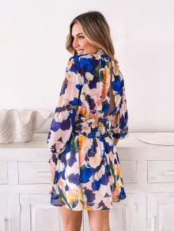 Clearance Neary Dress - Painted Cobalt Long Sleeve Dresses|Maternity Dresses