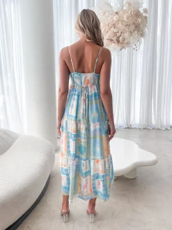 Hot Nishka Dress - Blue Print Linen Dresses|Curve Dresses