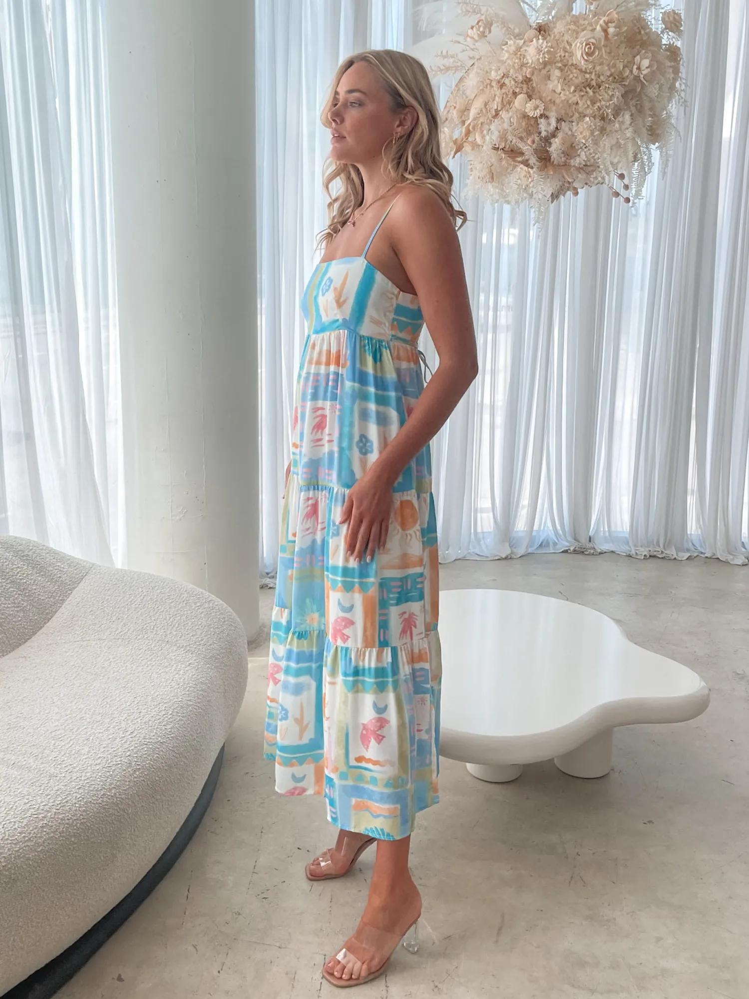 Hot Nishka Dress - Blue Print Linen Dresses|Curve Dresses