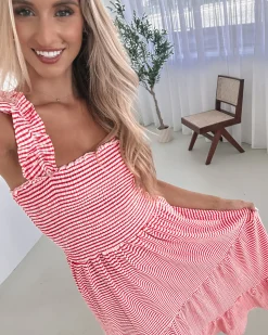 New Sentosa Dress - Red Stripe Curve Dresses|Maternity Dresses