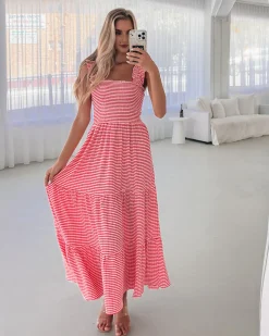 New Sentosa Dress - Red Stripe Curve Dresses|Maternity Dresses
