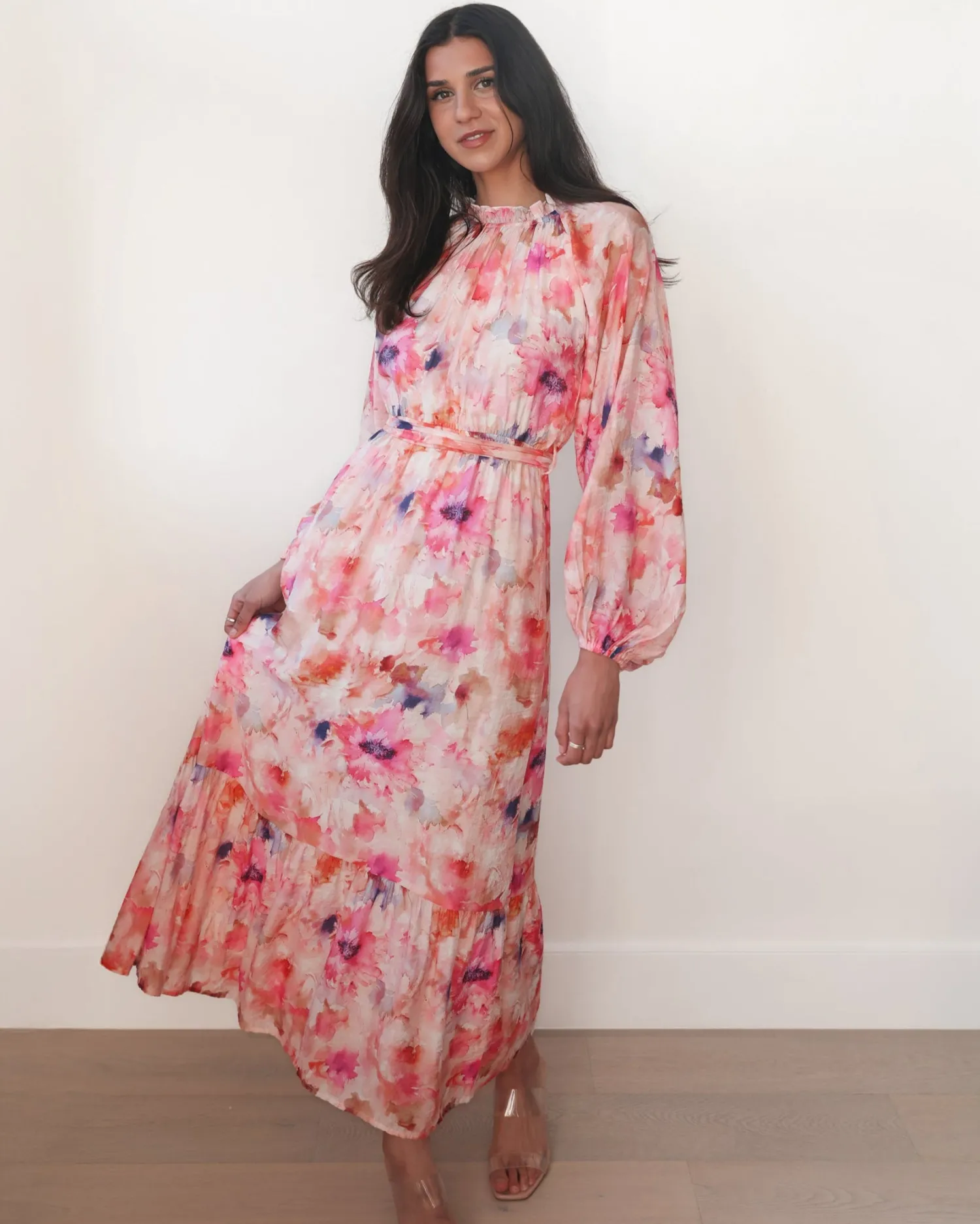 Outlet Sereline Dress - Pink Floral Floral Dresses|Long Sleeve Dresses