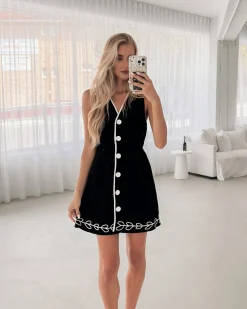 Sale Shaleena Dress - Black Print Linen Dresses|Shift Dresses