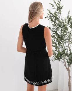 Sale Shaleena Dress - Black Print Linen Dresses|Shift Dresses