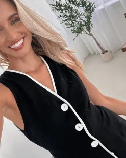 Sale Shaleena Dress - Black Print Linen Dresses|Shift Dresses
