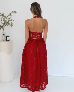 Best Shira Dress - Red Print Lace Dresses|Maxi Dresses