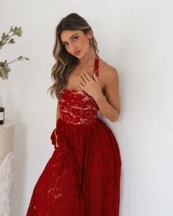Best Shira Dress - Red Print Lace Dresses|Maxi Dresses
