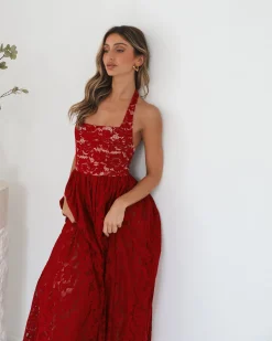 Best Shira Dress - Red Print Lace Dresses|Maxi Dresses