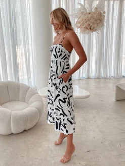 Theophilia Dress - White Print Curve Dresses|Maternity Dresses
