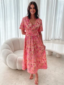 Discount Tivona Dress - Peach Blossom Floral Dresses|Maternity Dresses